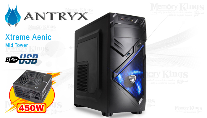 Case 450W ANTRYX XTREME Plexus Blue BK/EDIT USB3.0