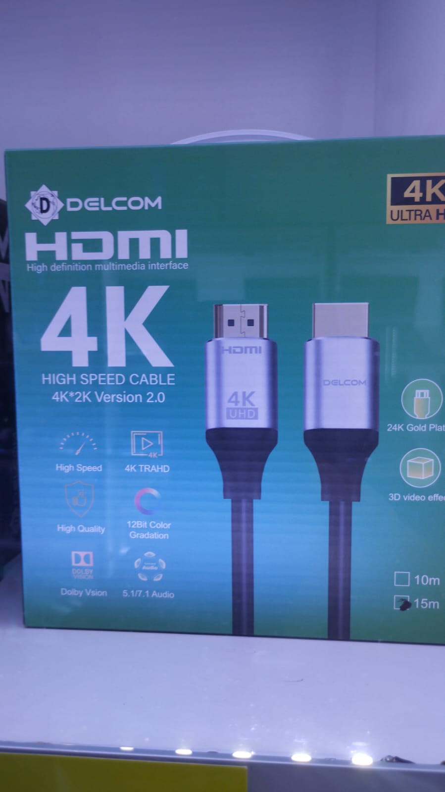 Cable HDMI Delcom 15 mts V2.0 Cabeza de Aluminio Blister