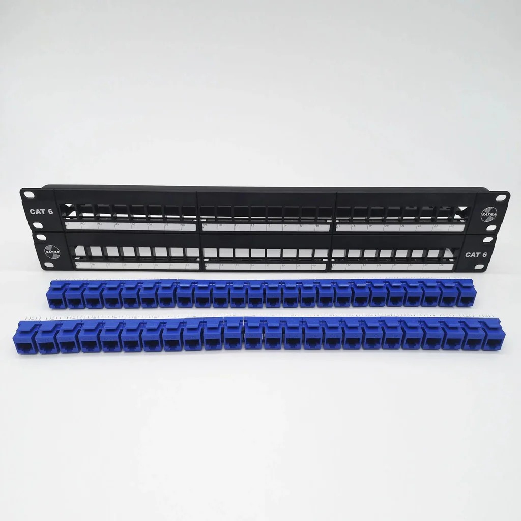 PATCH PANEL CAT6 MOD 48 PTOS C/J AZUL SATRA