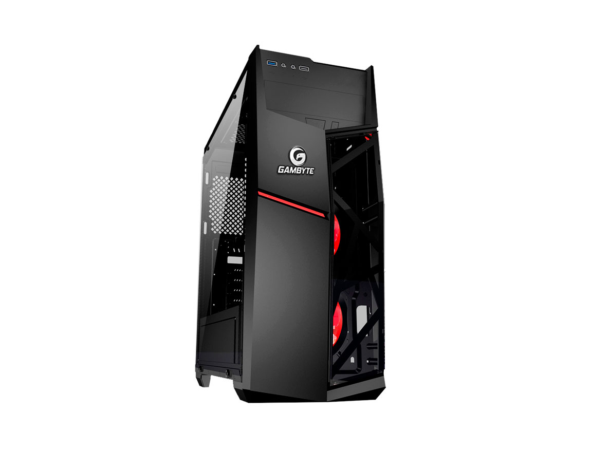 CASE GAMBYTE VADER ( GTT1205A ) 600W | NEGRO | 1 PANEL VIDRIO | LED- ROJO