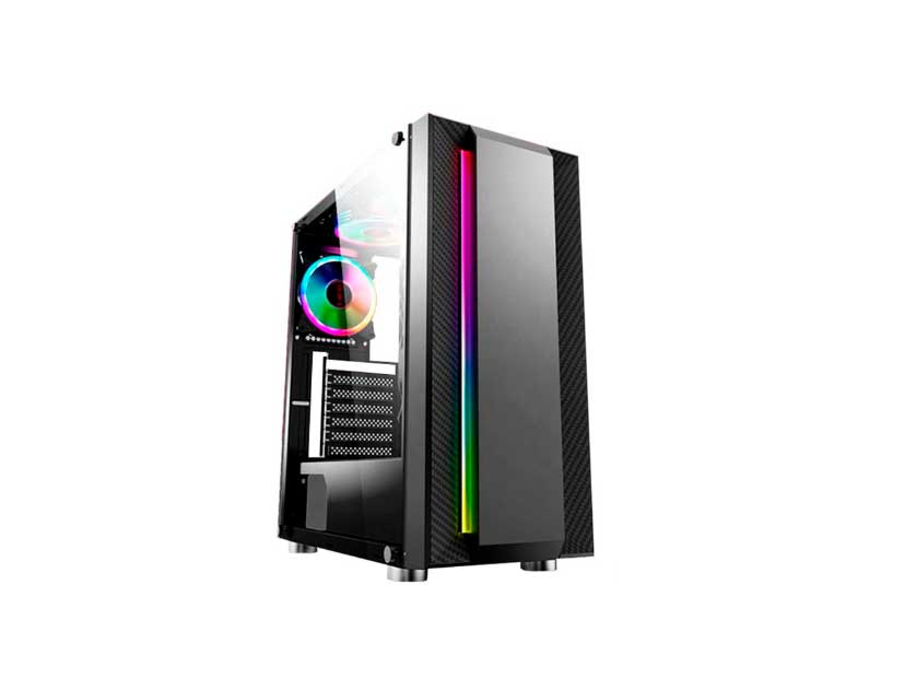 CASE HALION FLASH ( FLASH CH03BK ) NEGRO | S/ FUENTE| 1 PANEL VIDRIO | LED- RGB