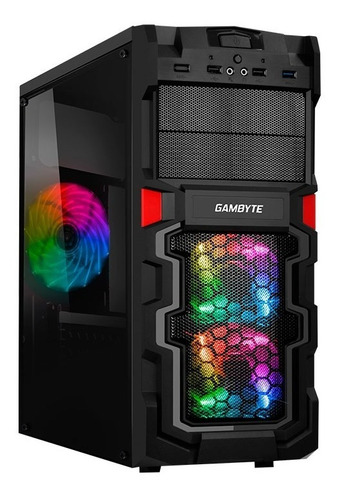 CASE GAMBYTE DARES ( GI-DARES ) C/ FUENTE 600W | NEGRO | 1 PANEL ACRILICO | LED-