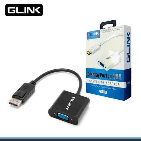 ADAPTADOR CONVERTIDOR GLINK DISPLAYPORT A VGA NEGRO