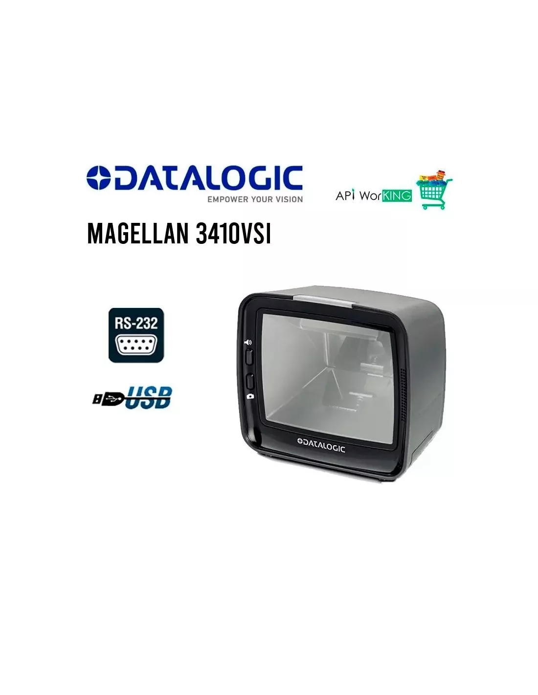 LECTOR DE CODIGO DE BARRA DATALOGIC (MAGELLAN 3410VSI) IMAGER 2D - HANDFREE - USB - VERTICAL