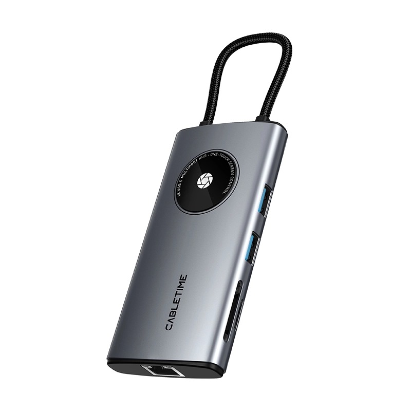 Adaptador Hub de USB-C a HDMI, USB-A, SD, TF, PD, RJ-45 - CABLETIME | CB92G