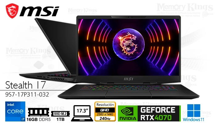 LAPTOP Core i7-13700H MSI Stealth 17 Studio A13VG 16/S1/17.3/4070 W11