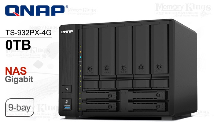 SERVIDOR NAS QNAP TS-932PX-4G ARM CORTEX-A57 4C/1.7GHZ 4GB DDR4 BAHIAS: 5X3.5"+4X2.5" SATA