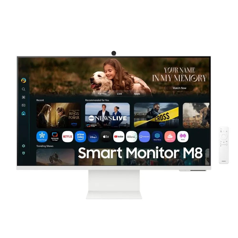 MONITOR 32 SAMSUNG SMART M8 FM801 4K UHD PIVOTE WHITE con WebCam, parlante y control integrado