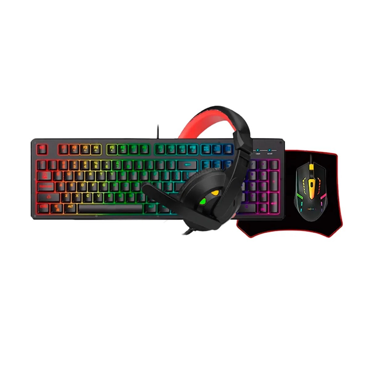 Combo Gaming Game Pro Wb-1077: Teclado Rgb, Mouse, Pad Y Auriculares Usb Para Gamers (OBSEQUIO)