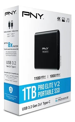 UNIDAD SSD USB 1TB PNY PRO ELITE USB-C