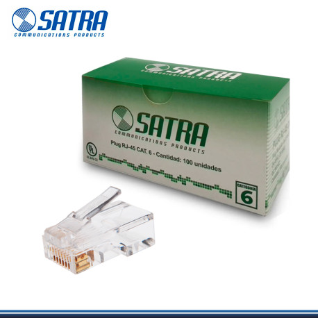 CONECTORES SATRA PLUG RJ-45 CAT6 POR CAJA DE 100 UNIDADES