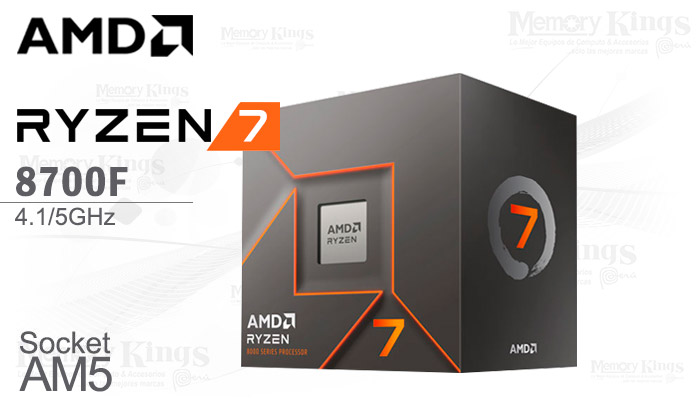 PROCESADOR AMD RYZEN 7 8700F 4.1 GHZ HASTA 5 GHZ 8 NUCLEOS