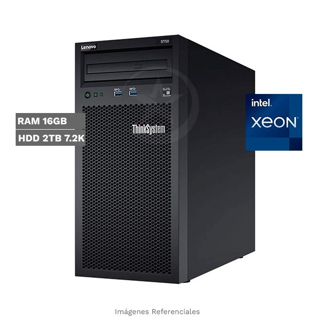Servidor Lenovo ThinkServer ST50, Intel Xeon E-2224G, RAM 16GB, HDD 2TB, 1x LAN 1GbE, Formato Torre / 4U