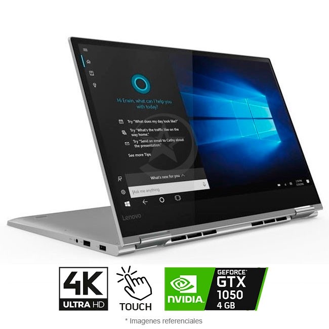 Convertible Yoga 730-15IKB, i7 8550U, RAM 8GB SSD 1TB, Video GTX 1050, LED 15.6 UHD 4K Tactil, Wind 10 Home