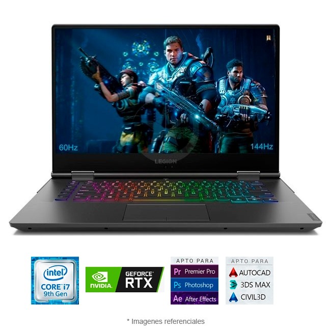 Laptop Lenovo Legion Y740 15 Gaming, Intel Core i7-9750H 2.6GHz, RAM 32GB, SSD 1TB + HDD 1TB, 8GB NVIDIA RTX 2080, LED 15.6" FHD a 144Hz, Windows 10 Home