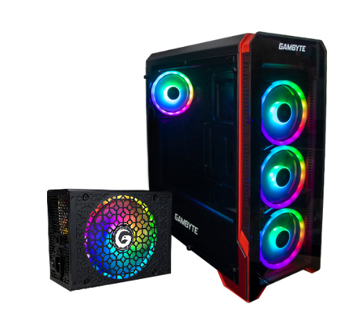 CASE GAMBYTE VIDAR C/ FUENTE R850GB BRONZE | SEMI MOD.| NEGRO C/ ROJO | 16M COLORES ARGB