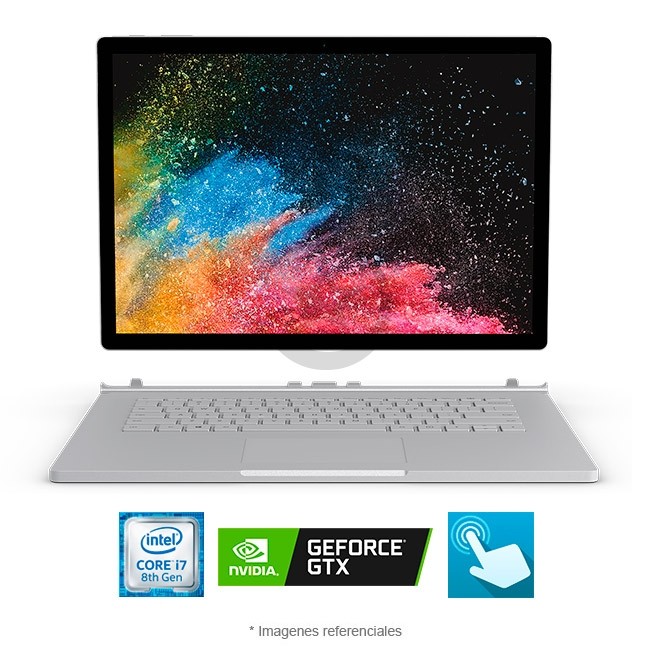 Microsoft Surface Book 2 (15\") 2 en 1, Core i7-8650U 1.9 GHz, RAM 16 GB, Almacenamiento SSD 512GB, Video 6 GB Nvidia GTX 1060, Pantalla 15.0\" PixelSen