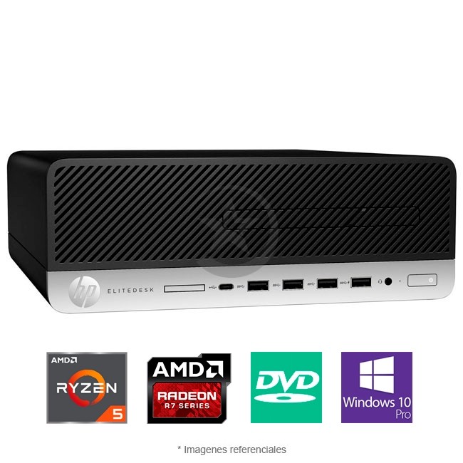 PC HP EliteDesk 705 G4 AMD Ryzen 5 Pro 3.4GHz, RAM 8GB, SSD 128GB + HDD 1TB, Video dedicado de 2GB AMD R7-430, DVD-RW, Windows 10 Pro SP