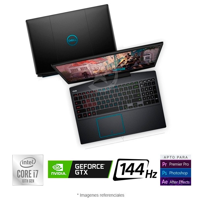 Laptop Dell G3 15 3500 Gaming, Intel Core i7-10750H 2.6 GHz, RAM 16GB, SSD 512GB, 6 GB NVIDIA GTX 1660Ti, LED 15.6" FHD a 120 Hz, Windows 10 Home **