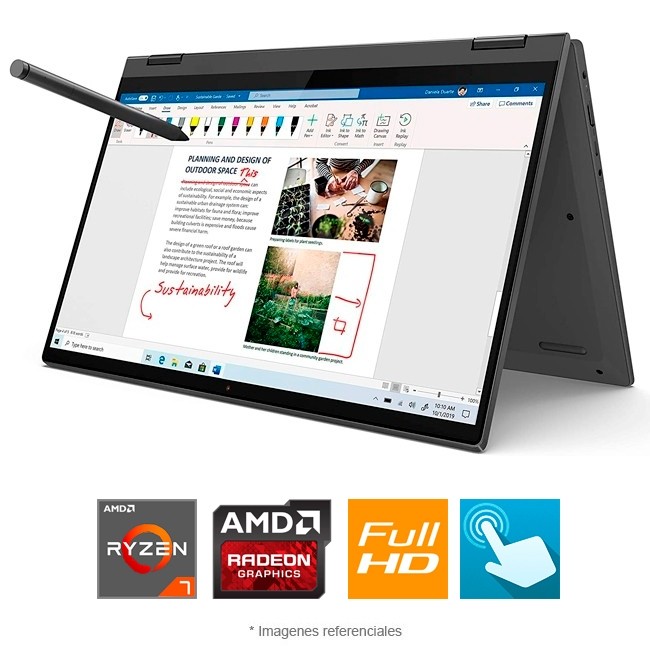 Convertible 2 en 1 IdeaPad Flex 5 Ryzen 7 4700U, RAM 8GB, SSD 512GB, LED 14 Full HD, Wind 10 Home