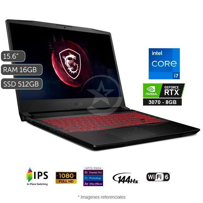 Laptop MSI Pulse GL66 11UGKV Core i7-11800H 2.3GHz, RAM 16GB, Sólido SSD 512GB PCIe, Video 8 GB Nvidia GeForce RTX 3070, LED 15.6\" Full HD a 144Hz, Windows 10 Home