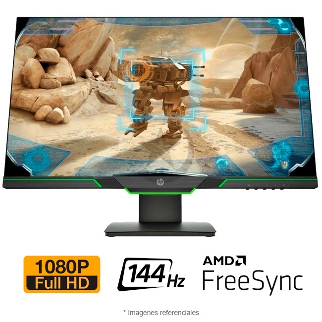 HP Monitor 27" HP 27X, Full HD (1920x1080), 144 Hz, 400 nits,HDMI, DisplayPort - Microborde con Freesync AMD