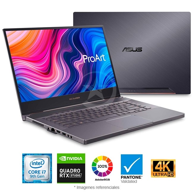 Asus ProArt StudioBook Pro 15 W500G5T Workstation, i9-9750H, RAM 48GB, SSD 2TB, Video 16 GB Nvidia Quadro RTX500, LED 156 4K Wind 10Pro