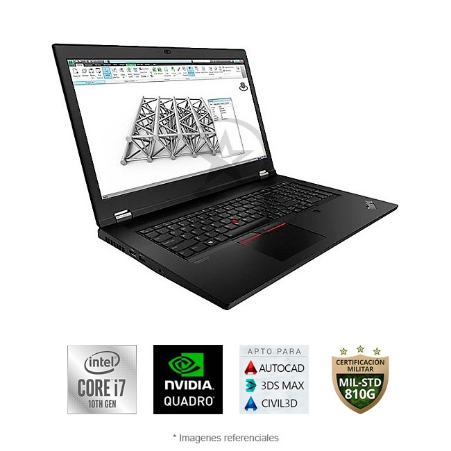 Laptop Workstation Lenovo ThinkPad P17, Core i7-10750H 2.6GHz, RAM 16GB, Sólido SSD 512GB PCIe, Video 4 GB Nvidia Quadro T2000, LED 17.3" Full HD, Windows 10 Pro