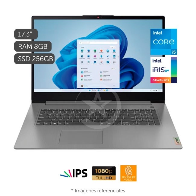 Laptop Lenovo IdeaPad 3 (17) Intel Core i5-1135G7 2.4 / 4.2GHz, RAM 8 GB, Sólido SSD 256GB PCIe, LED 17.3\" Full HD, Windows 11 Home