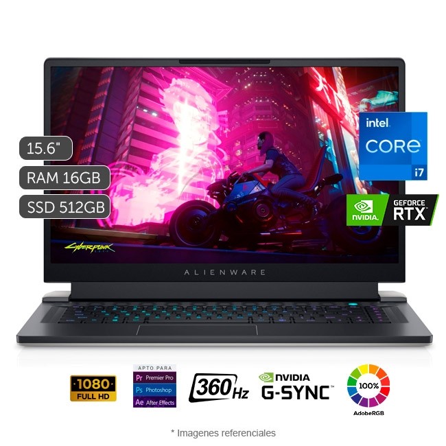 Laptop Dell Alienware X15 R1 Gaming, Intel Core i7-11800H 2.3GHz, RAM 16GB, Sólido SSD 512GB PCIe, Video 8 GB Nvidia RTX 3070, LED 15.6" Full HD a 360Hz, Windows 11 Home