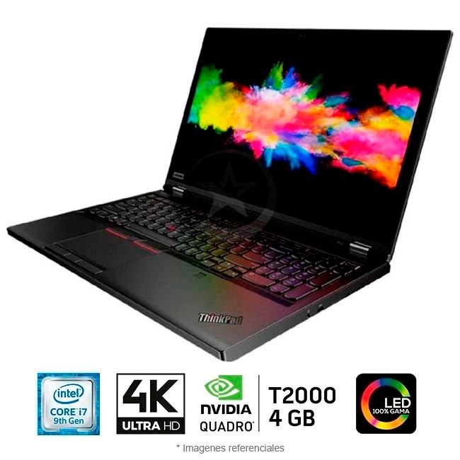 Laptop Workstation Lenovo ThinkPad P53 Intel Core i7 9750H 2.6GHz, RAM 16GB, Sólido SSD 512GB PCIe + HDD 2TB , Video 4 GB Nvidia Quadro T2000, LED 15.6" UHD 4K Táctil Dolby Vision HDR, Windows 10 Pro