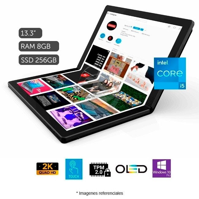 Convertible Lenovo ThinkPad X1 Fold Ultrabook 2-en-1, Intel Core i5-L16G7 1.4GHz, RAM 8GB, SSD 256GB, LED 13.3" XQGA Foldable 2K Touchscreen, OLED, Windows 10 Pro
