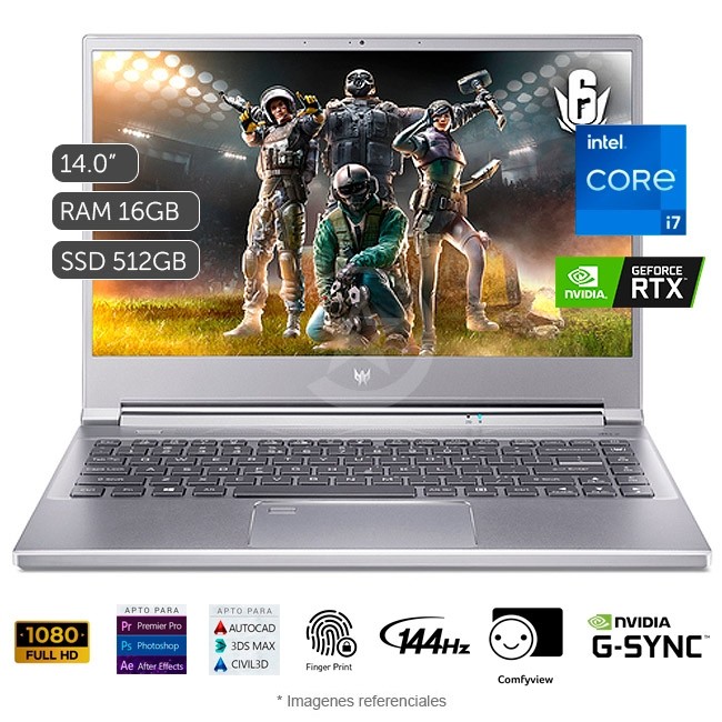 Laptop Acer Predator Triton 300SE P314-51S Core i7-11375H 2.4GHz, RAM 16GB, Sólido SSD 512GB PCIe, Video 4 GB Nvidia RTX 3050TI, Pantalla de 14\'\' Full HD a 144Hz, Windows 11 Home