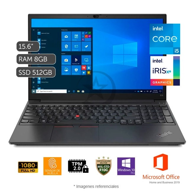 Laptop Lenovo ThinkPad E15 Gen 2, Intel Core i5-1135G7 2.4 GHz, RAM 8GB, Sólido SSD 512GB, LED 15.6" Full HD, Windows 10 Pro SP + Office Pro Academic