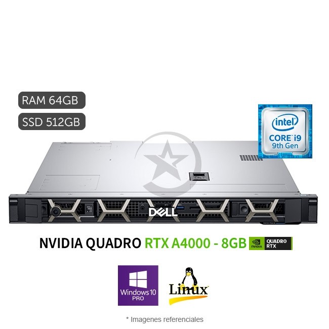 PC DELL Precision R3930 Rack, Intel Core i9-9900K 3.6 GHz, RAM 64GB, SSD 512GB, Video 8GB NVIDIA Quadro RTX 4000, Windows 10 Pro