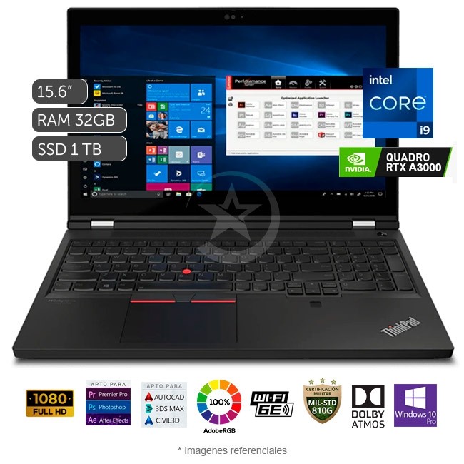 Workstation Laptop Lenovo ThinkPad P15 Gen 2 Intel Core i9-11950H 2.6 GHz, RAM 32GB, Sólido SSD 1TB, Video 6 GB NVIDIA Quadro RTX A3000, Pantalla 15.6\" Full HD 100% sRGB, Windows 10 Pro