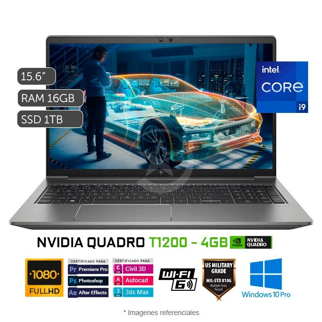 Laptop HP ZBook Power G8 Workstation, Core i9-11900H 2.5GHz, RAM 16GB, Sólido SSD 1TB PCIe, Video 4 GB Nvidia Quadro T1200, LED 15.6\" Full HD, Windows 10 Pro