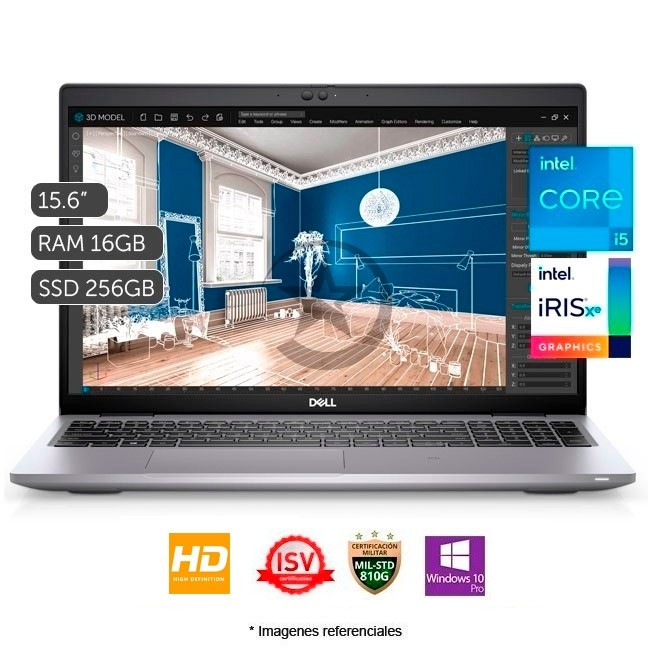 Laptop Dell Workstation Precision 3560 Touch, Intel Core i5-1145G7 2.6GHz , RAM 16GB, SSD 512GB, LED 15.6" FHD Touch, Windows 11 Pro
