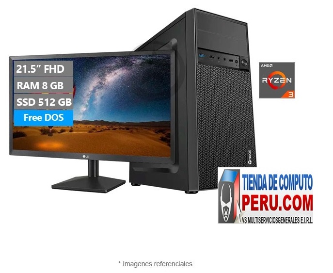 PC MAGIC Explorer, AMD Ryzen 3200G 3.6 GHz, RAM 8GB, SSD 512GB, Monitor 21.5'' FHD, Wi-Fi, Teclado y Mouse