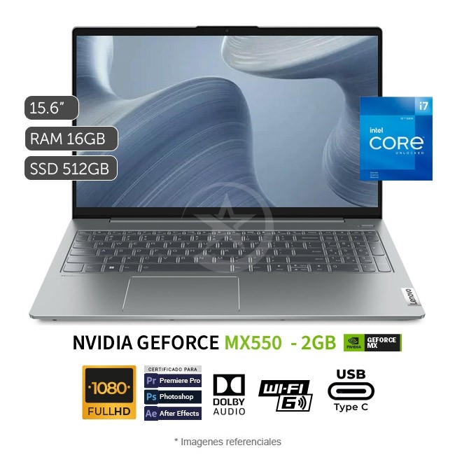 Laptop Lenovo IdeaPad 5 (15IAL7), Intel Core i7-1255U Hasta 4.7 GHz, RAM 16GB, SSD 512GB, Video 2GB NVIDIA MX550, LED 15.6" Full HD