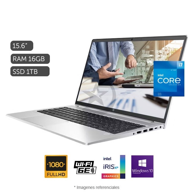 Laptop HP Probook 450 G10, Intel Core i7-1355U Hasta 5.0 GHz, RAM 16GB, SSD 1TB, Intel Iris Xe, LED 15.6" FHD, Windows 11 Pro SP