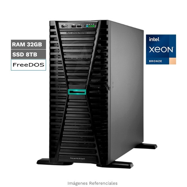 Servidor HP ProLiant ML110 G11 (4.5U) Torre, Intel Xeon Bronze 3508U (Octa-core), RAM 32GB, HDD 8TB SATA, Doble Puerto Ethernet 1Gb