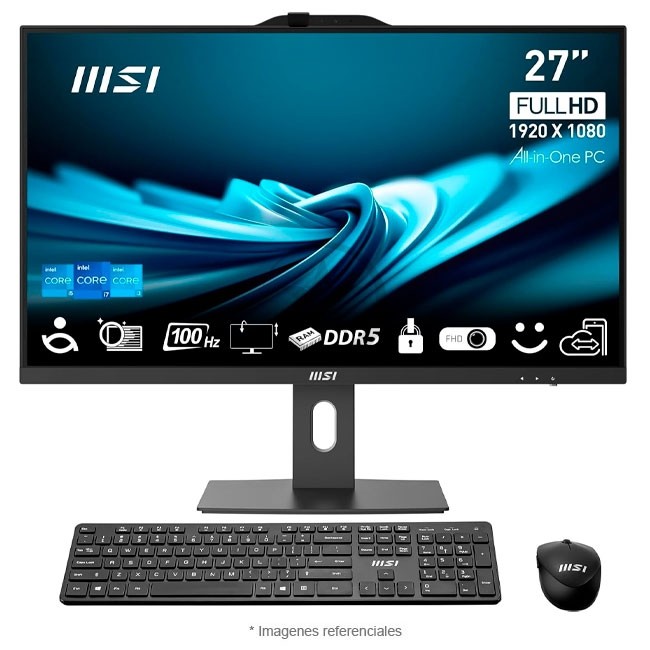PC MSI Todo-en-Uno PRO AP242P/ Core i7-14700 Hasta 5.4 GHz, RAM 32GB, SSD 1TB, 24" Full HD a 100Hz, I.A.Integrada, Windows 11 Pro