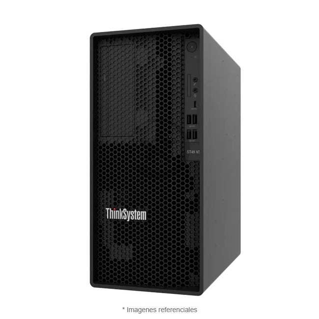 Servidor Lenovo ThinkServer ST45 v3, AMD Epyc 4124P de 3,8 GHz, RAM 16GB TruDDR5, HDD 2TB, Soporte RAID, 1x 1GbE (RJ-45), Formato 4U Torre