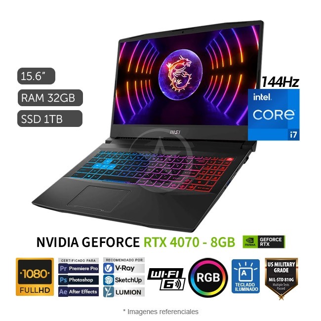 Laptop MSI Pulse 15-B13VGK Gaming, Intel Core i7-13700H Hasta 5.0 GHz, RAM 32GB, SSD 1TB, Video 8GB NVIDIA RTX 4070, LED 15.6" FHD a 144Hz, Windows 11 Home