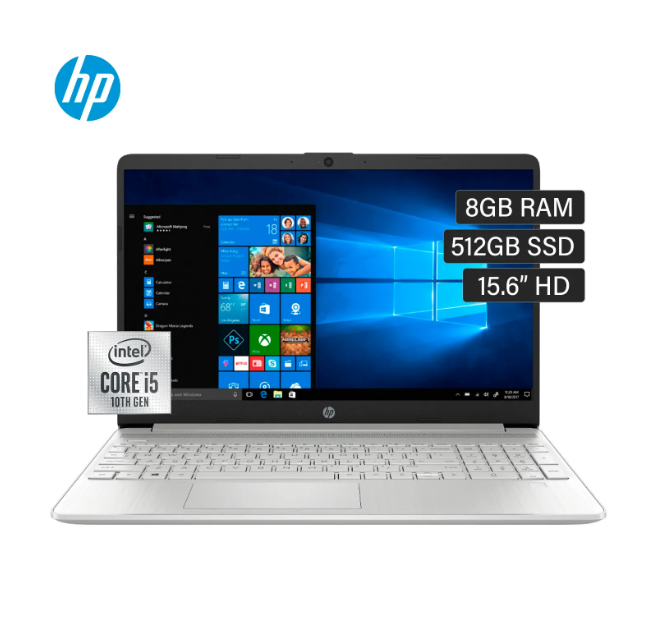 Laptop HP 15-Dw1066La Intel Core i5 10210U RAM 8GB Disco 512GB SSD 15.6″ HD Windows 10