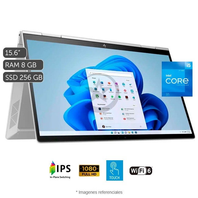 Laptop Convertible HP ENVY x360 15-EW0013, Intel Core i5-1235U 3.3GHz, RAM 8GB, Sólido SSD 256GB PCIe, LED 15.6" Full HD Táctil, Windows 11 Home