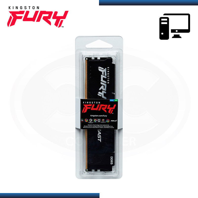 MEMORIA 16GB DDR5 KINGSTON FURY BEAST BLACK BUS 5200MHz