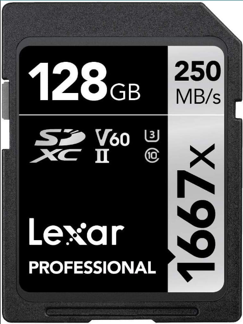 Tarjeta de memoria Lexar® Professional 128GB 1667x SDXC™ UHS-II-64 GB