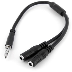 Startech.Com Adaptador de Audifonos con Microfono Mini-Jack 3.5mm 4 pines a Conectores Separados de Audifonos y de Microfono - M a 2xH